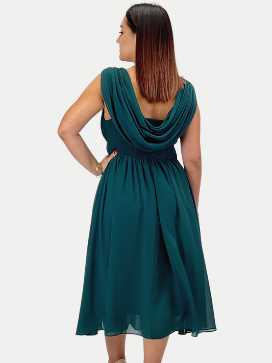 Abito midi curvy in chiffon con mantellina