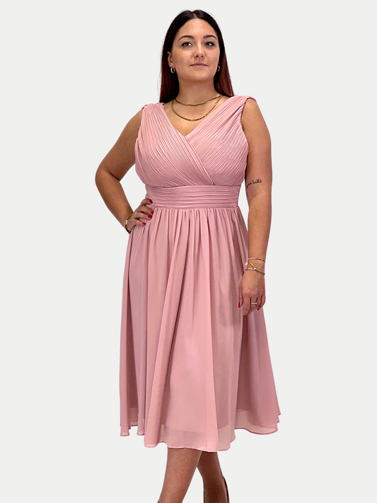 Abito midi curvy in chiffon con mantellina